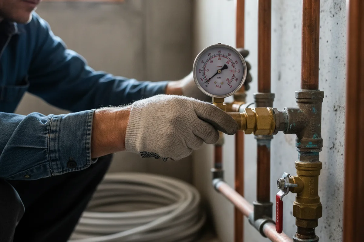 Pressure testing a repaired line during Water Line Repair in Howard